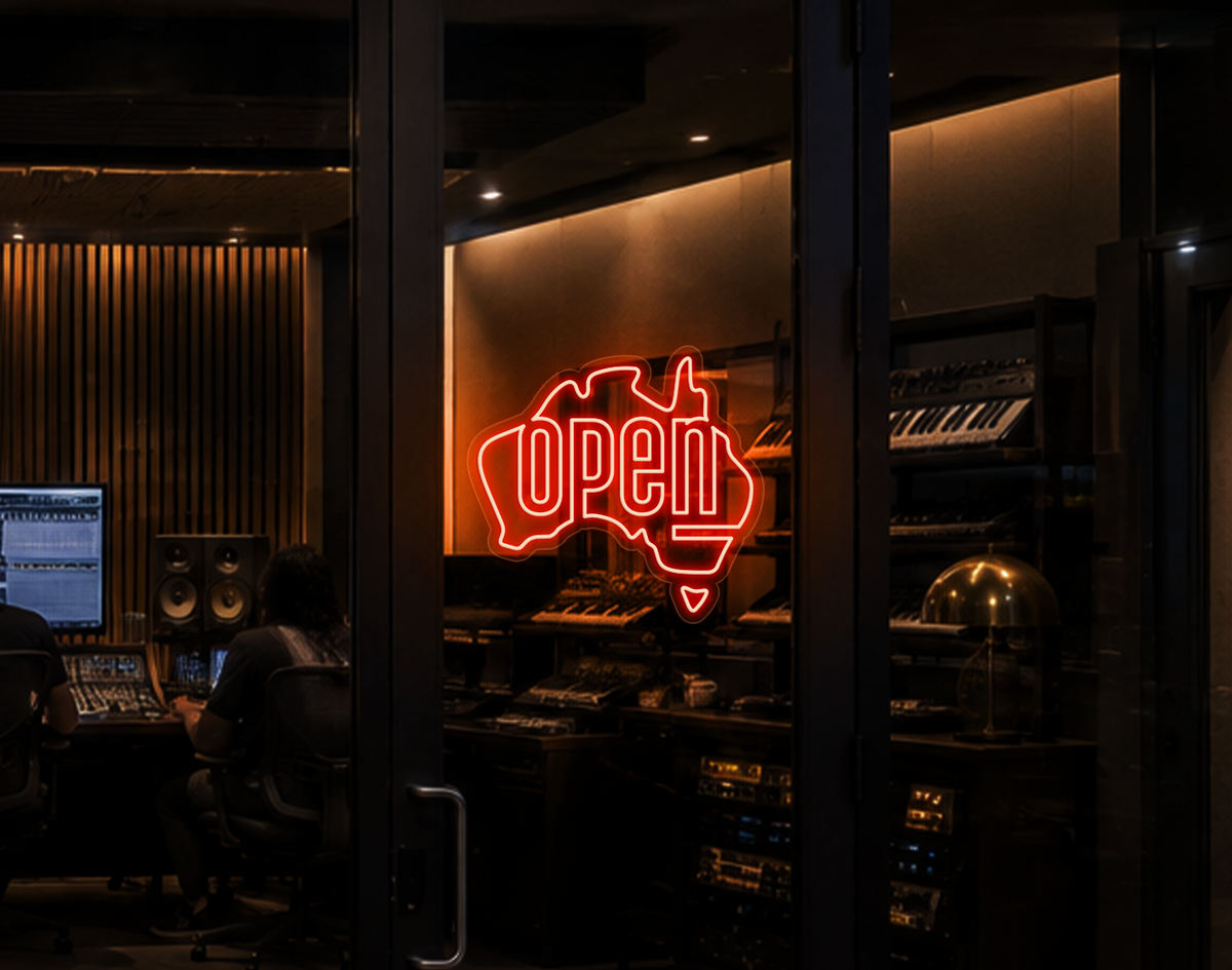 Australia Badge Open LED Neon Sign - Orange