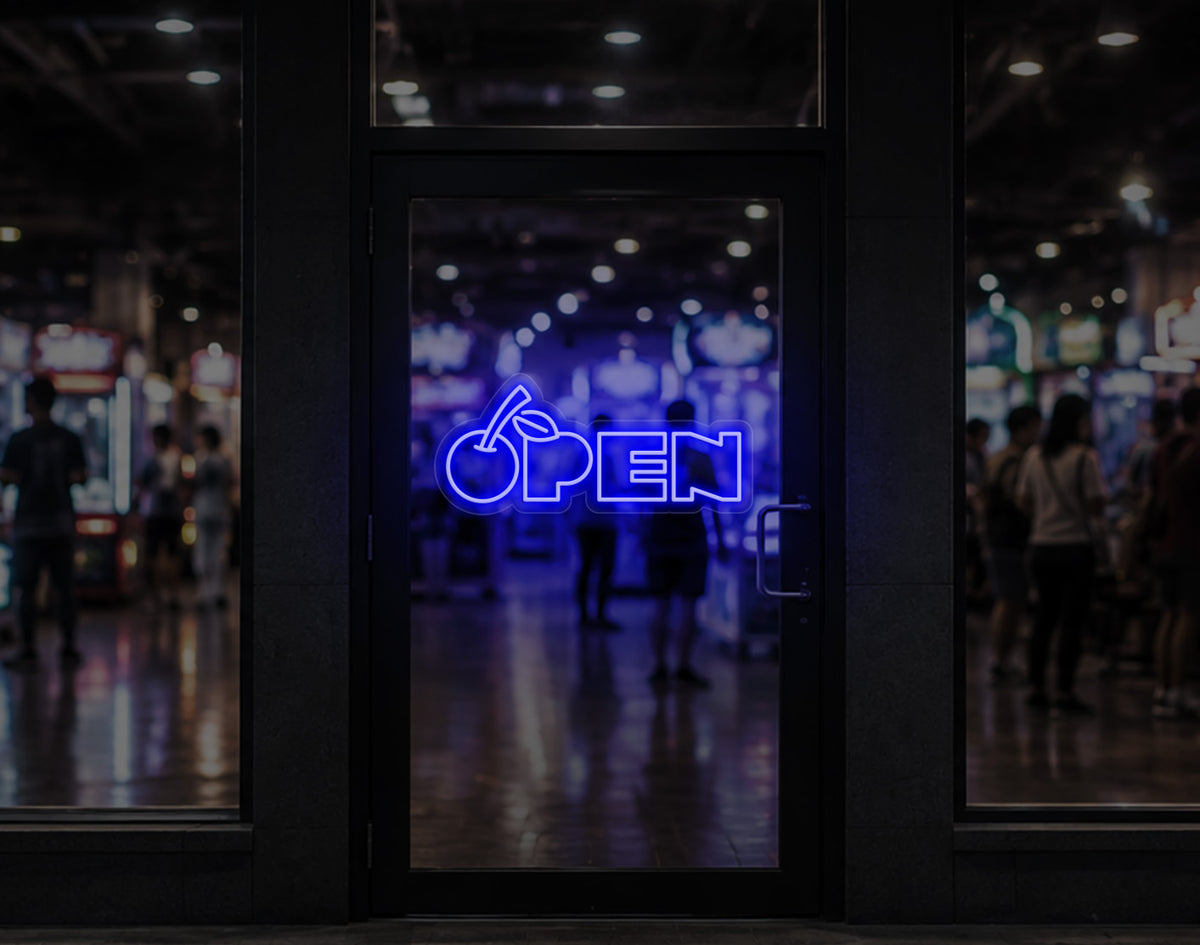 Bold Cherry Type Open LED Neon Sign - Dark Blue