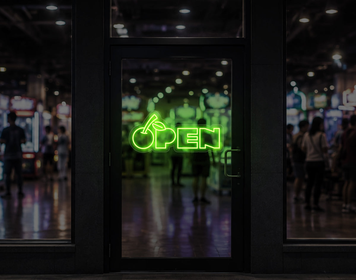 Bold Cherry Type Open LED Neon Sign - Lime