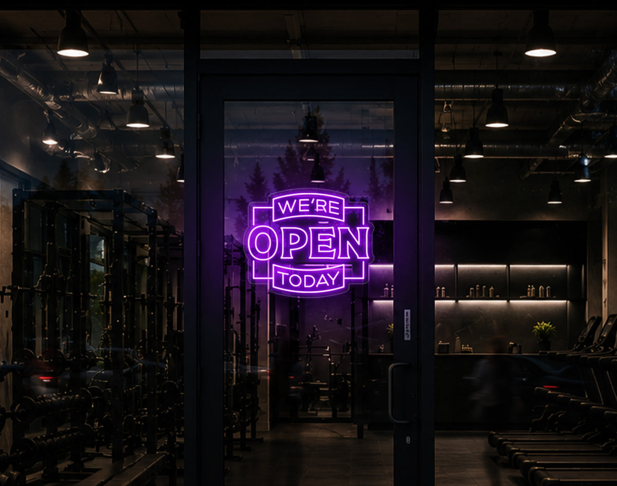 Classic Badge Open LED Neon Sign - Lilac Purple