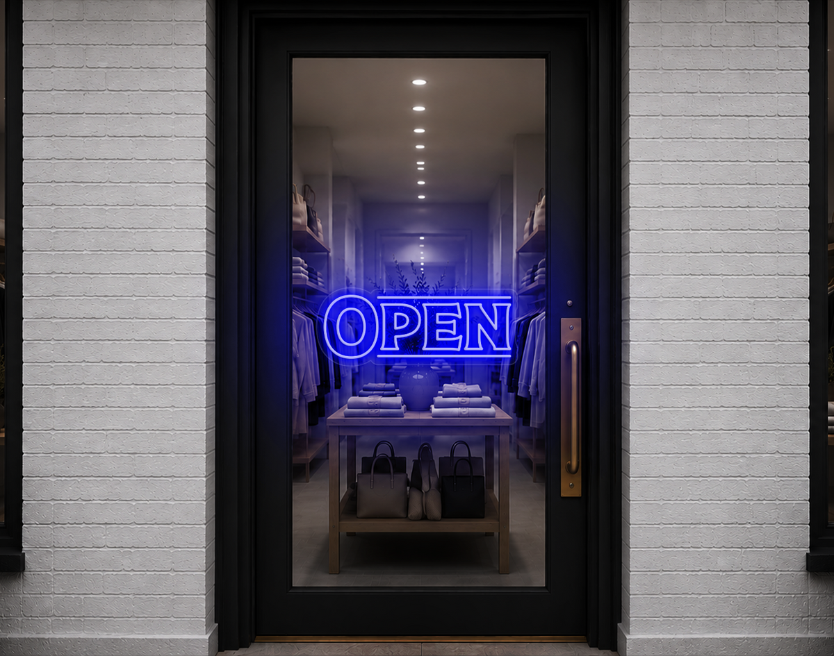 Classic Type Open LED Neon Sign - Dark Blue