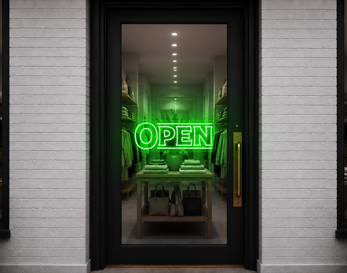 Classic Type Open LED Neon Sign - Green