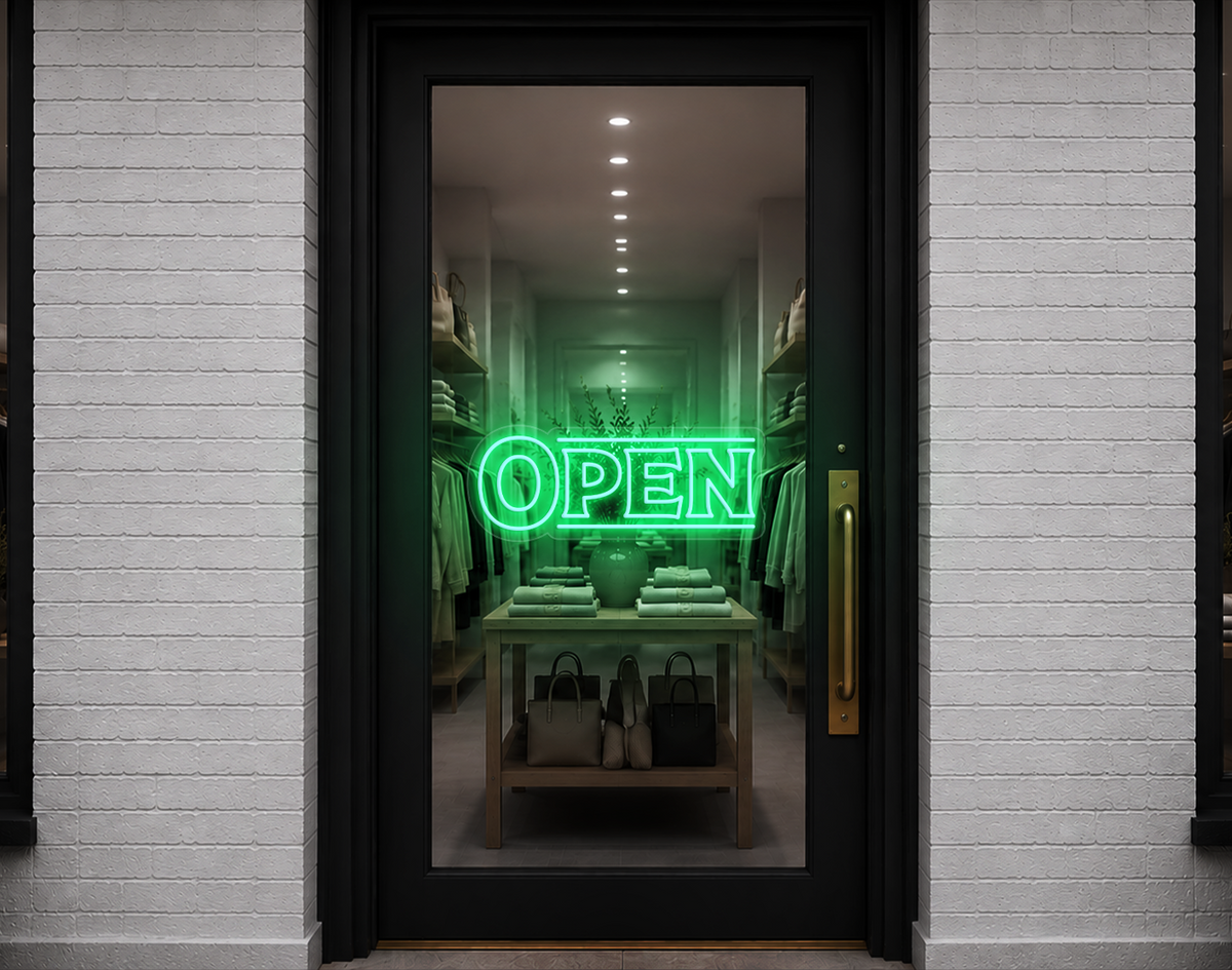Classic Type Open LED Neon Sign - Mint Green