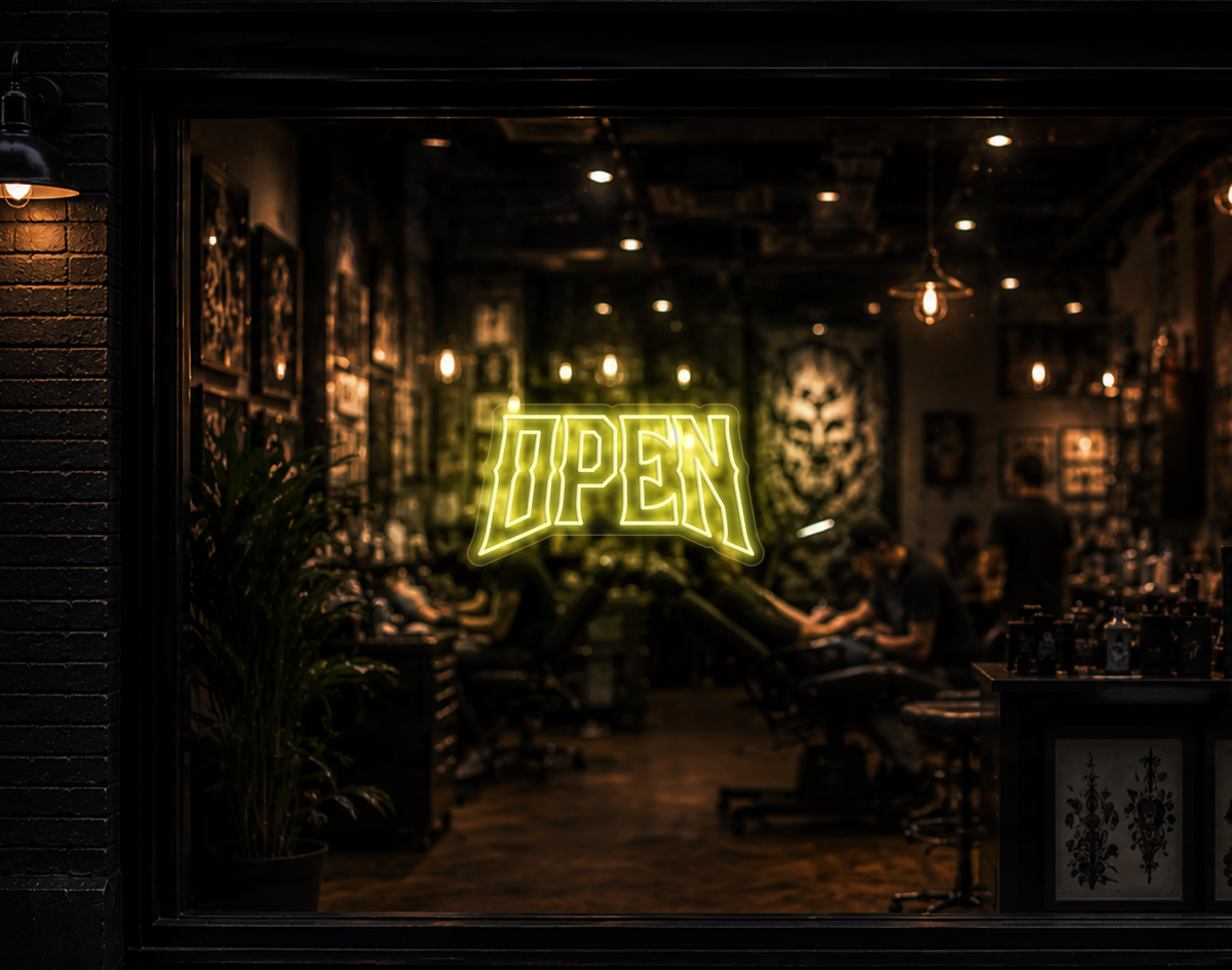 Edgy Type Open LED Neon Sign - Buttercup Yellow