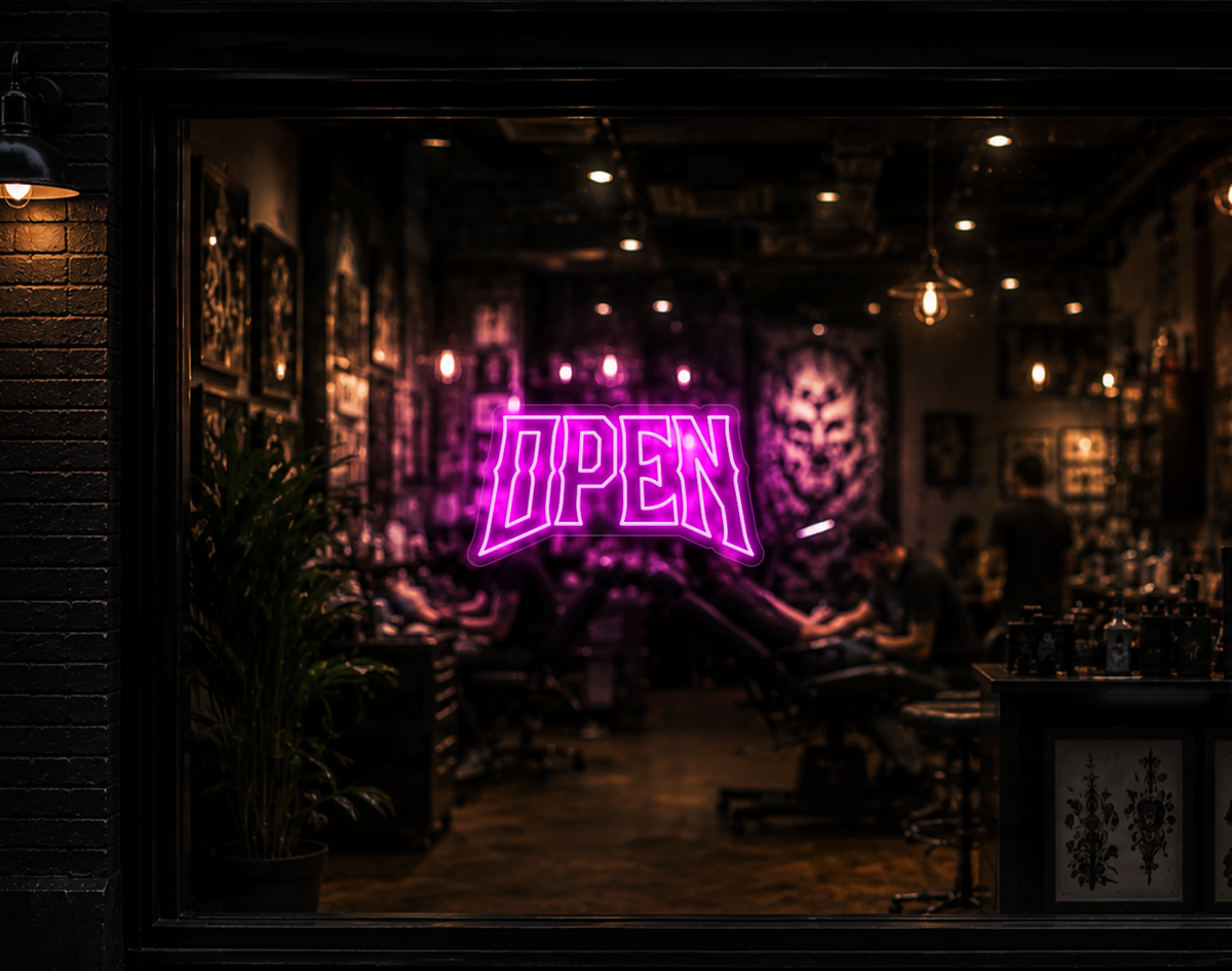 Edgy Type Open LED Neon Sign - Hot Pink