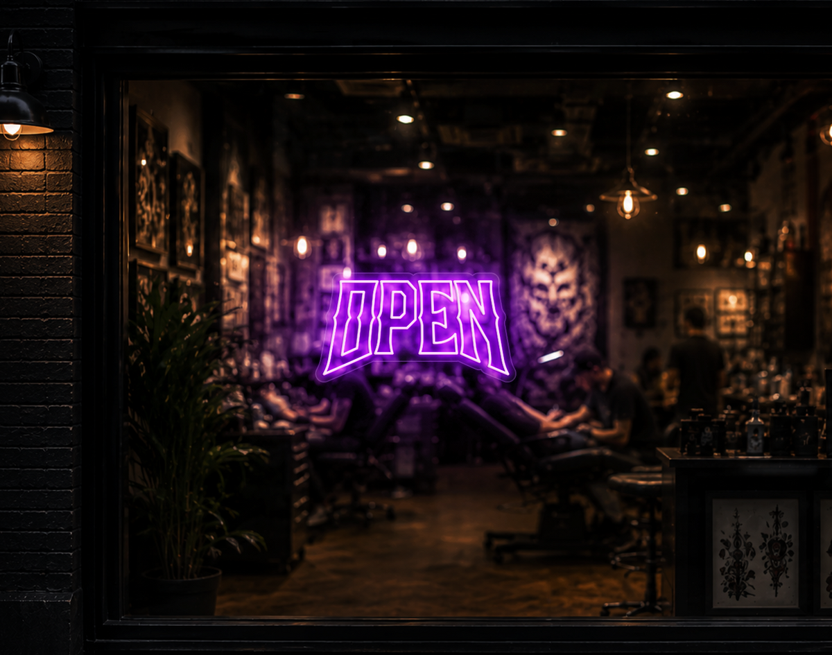 Edgy Type Open LED Neon Sign - Lilac Purple