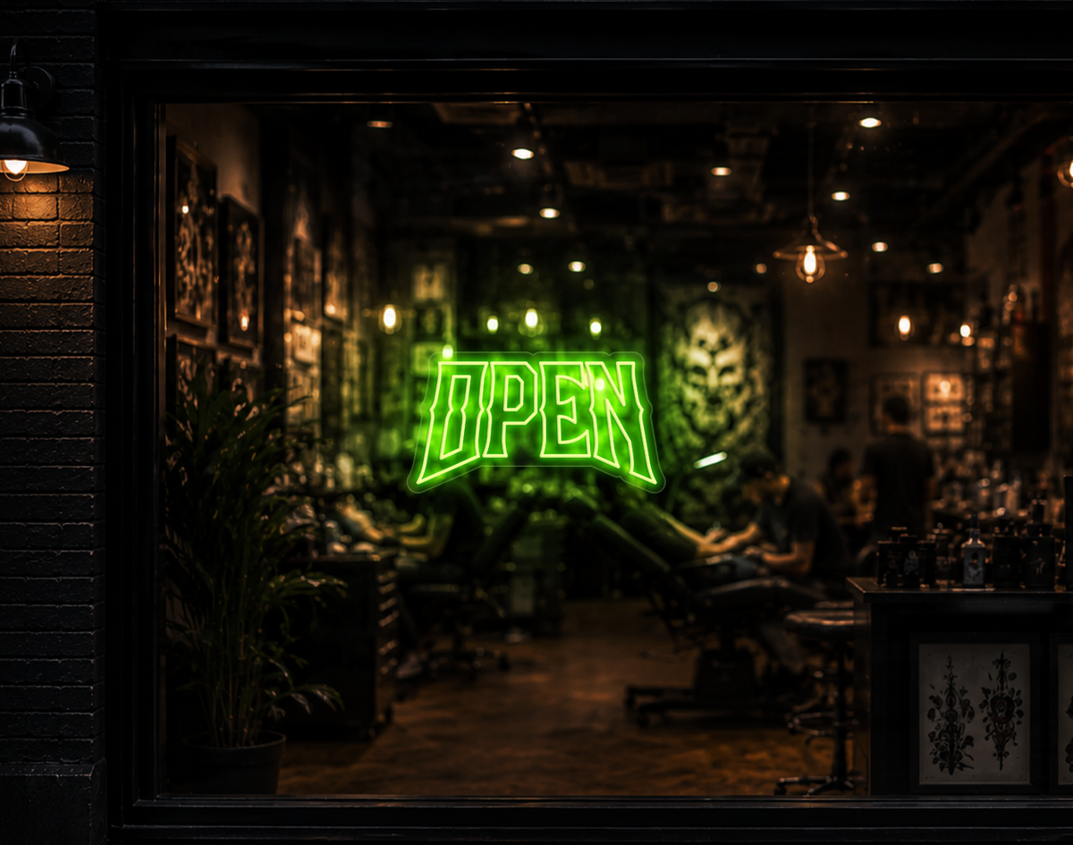 Edgy Type Open LED Neon Sign - Lime
