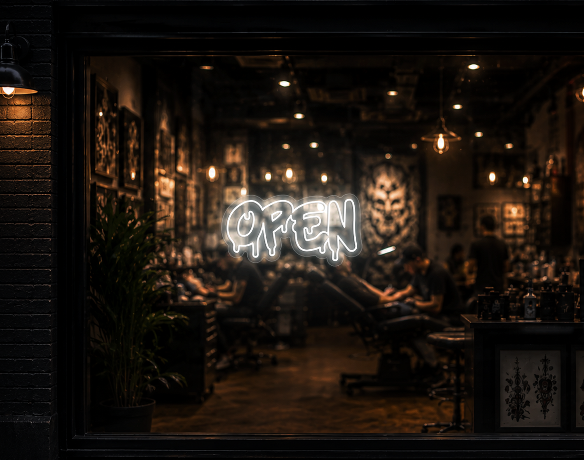 Graff Type Open LED Neon Sign - White
