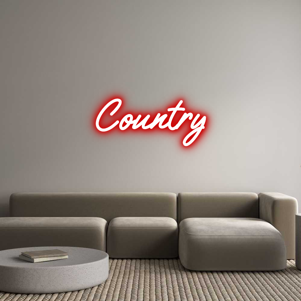 Custom Neon Text - Country