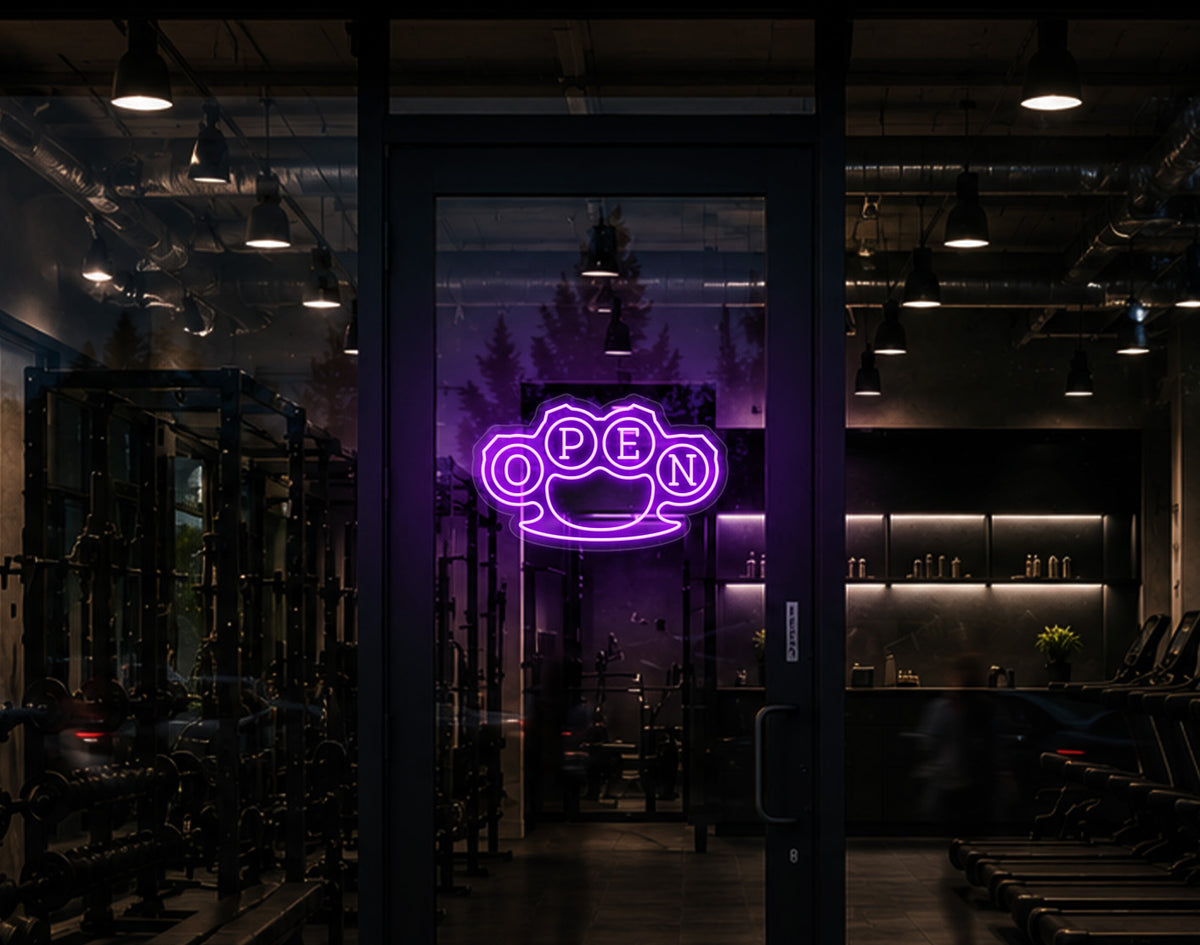 Knuckles Badge Open LED Neon Sign - Lilac Purple