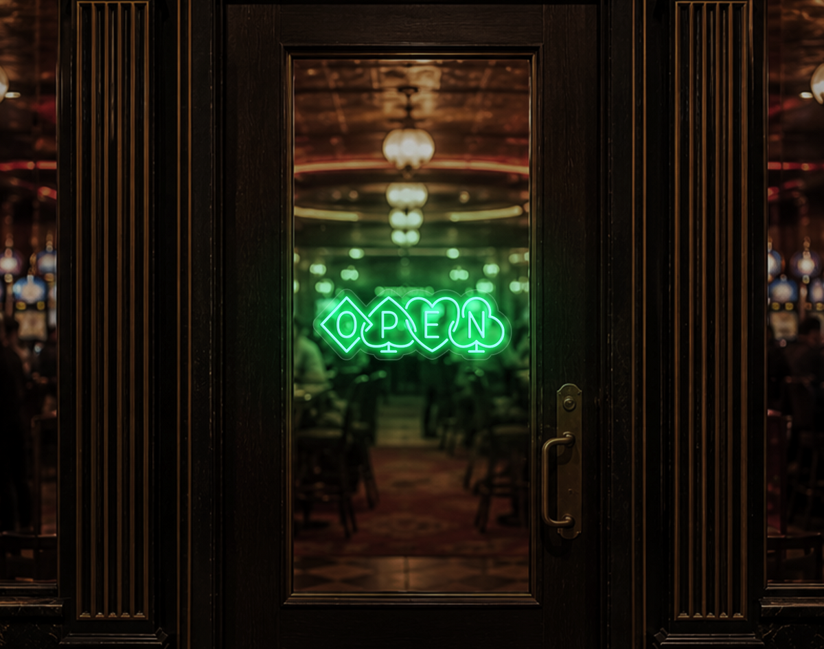 Poker Suites Lock Up Open LED Neon Sign - Mint Green