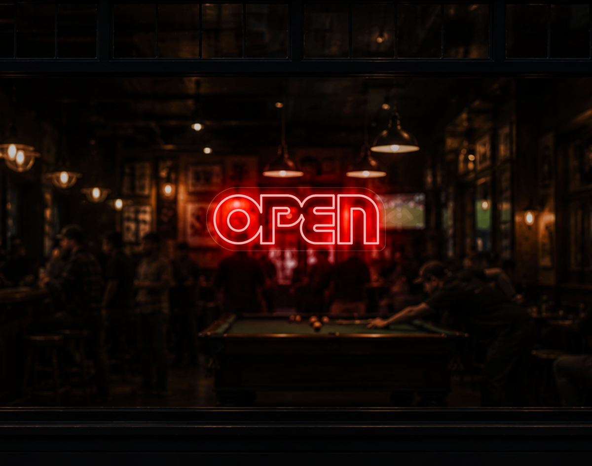 Retro Type Open LED Neon Sign - Red