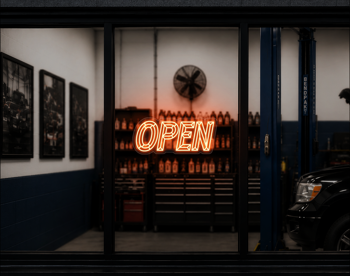 Slanted Bevelled Type Open LED Neon Sign - Peach Orange