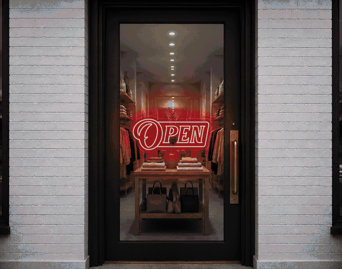 Slanted Serif Badge Open LED Neon Sign - Full Colour Spectrum