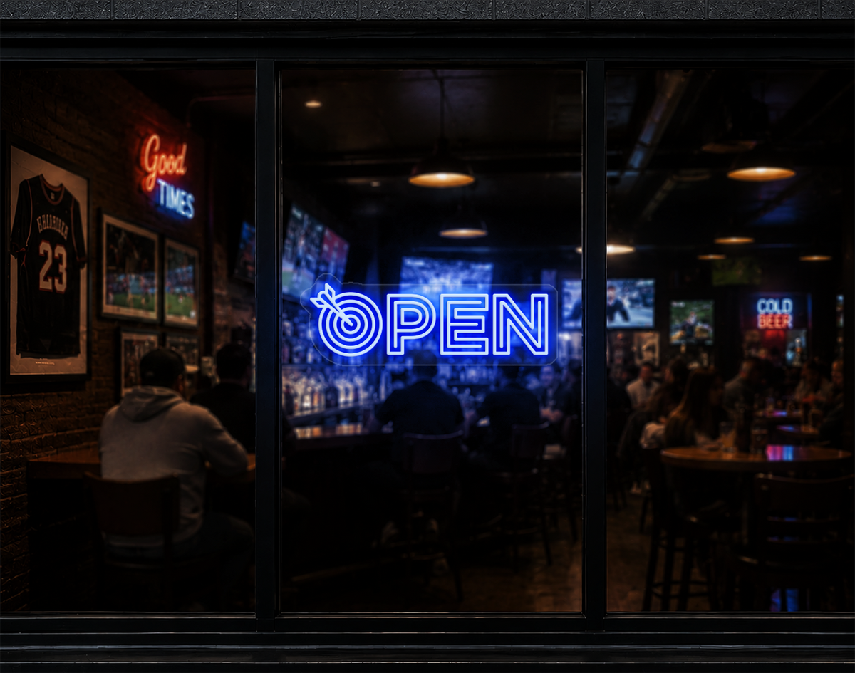 Target Type Open LED Neon Sign - Baby Blue
