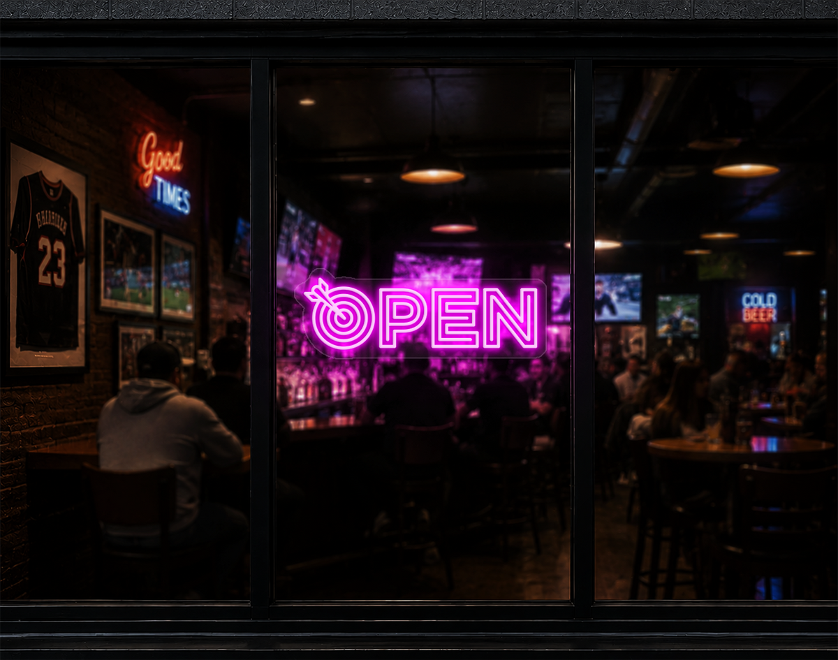 Target Type Open LED Neon Sign - Hot Pink