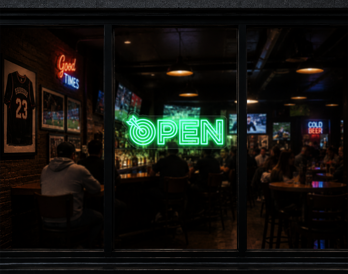 Target Type Open LED Neon Sign - Mint Green