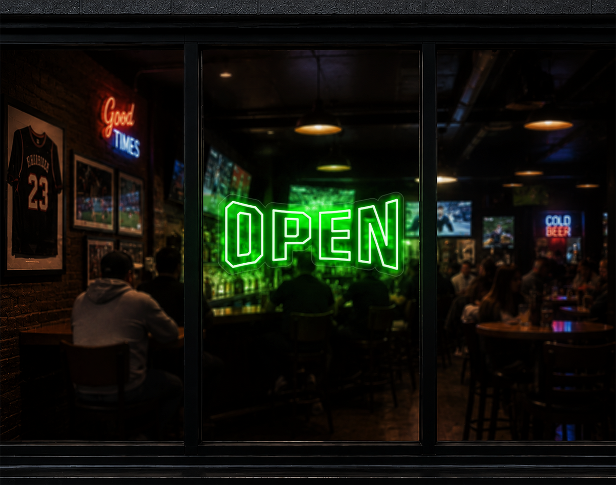 Varsity Type Open LED Neon Sign - Green