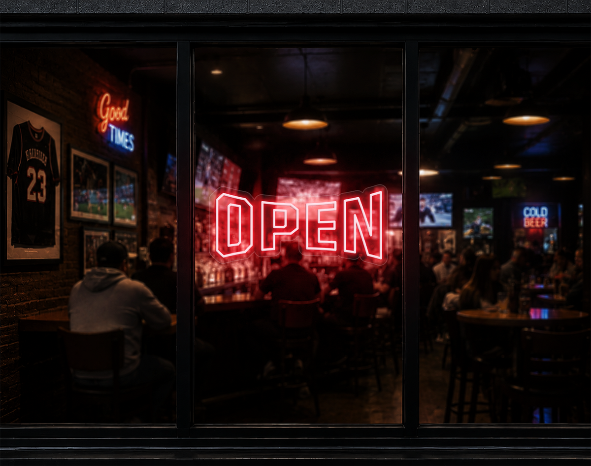 Varsity Type Open LED Neon Sign - Petal Pink