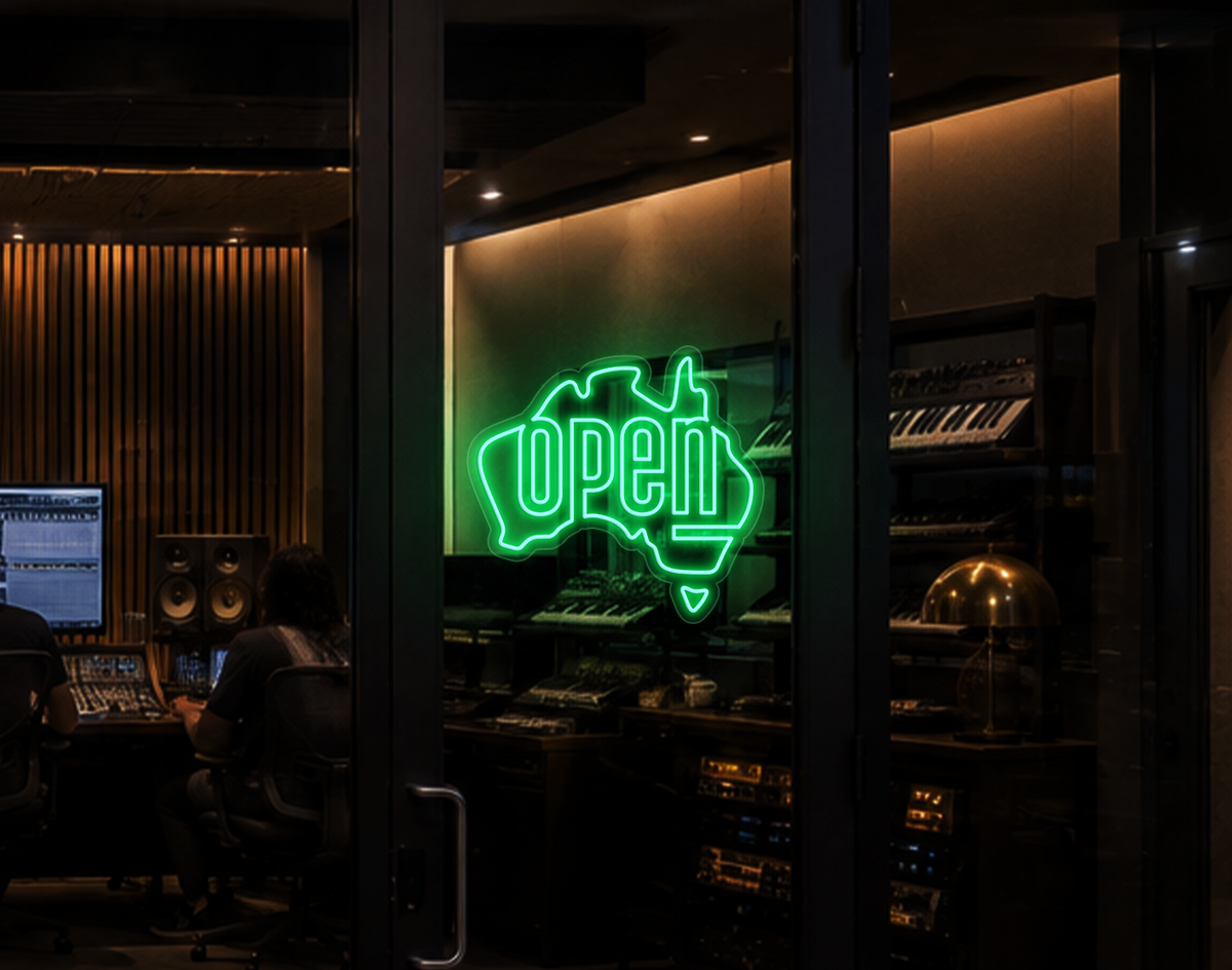Australia Badge Open LED Neon Sign - Mint Green