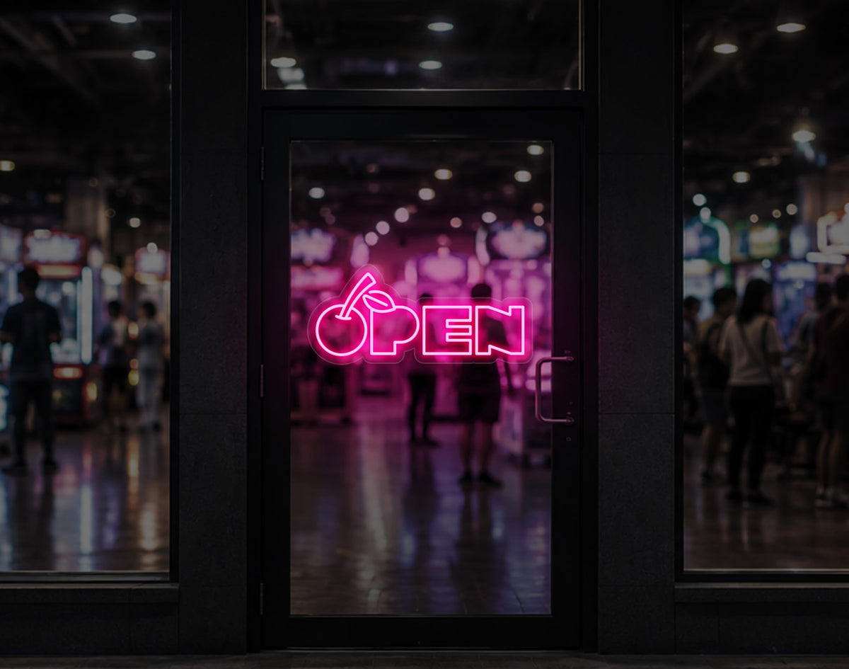 Bold Cherry Type Open LED Neon Sign - Light Pink