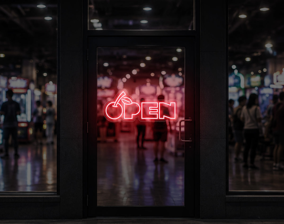 Bold Cherry Type Open LED Neon Sign - Petal Pink