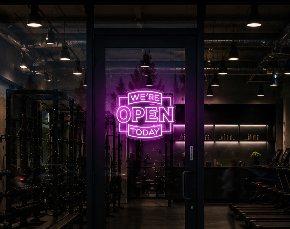 Classic Badge Open LED Neon Sign - Bubblegum Pink