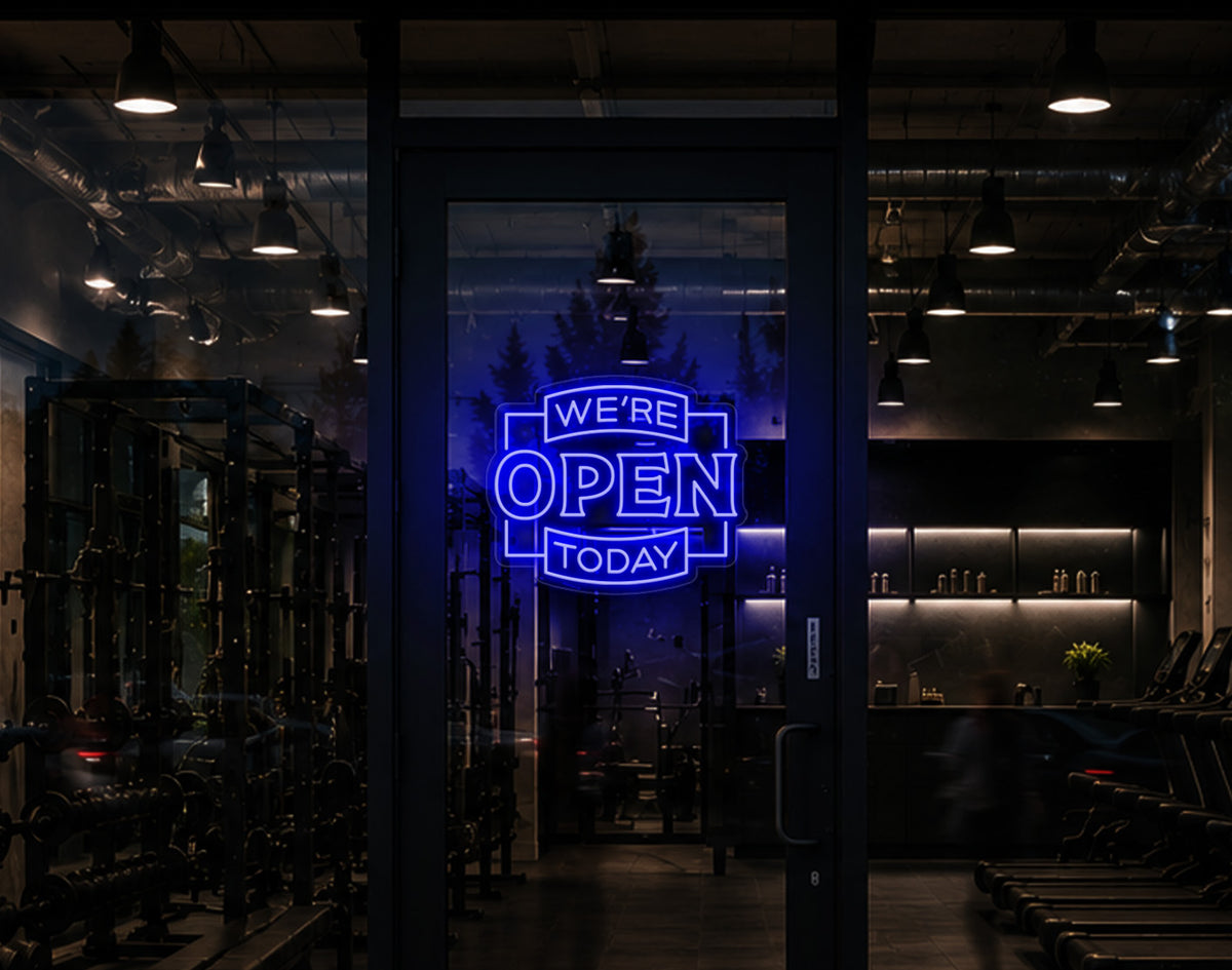 Classic Badge Open LED Neon Sign - Dark Blue