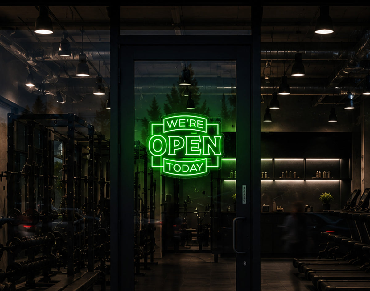 Classic Badge Open LED Neon Sign - Green