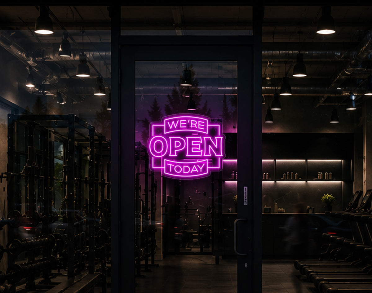 Classic Badge Open LED Neon Sign - Hot Pink