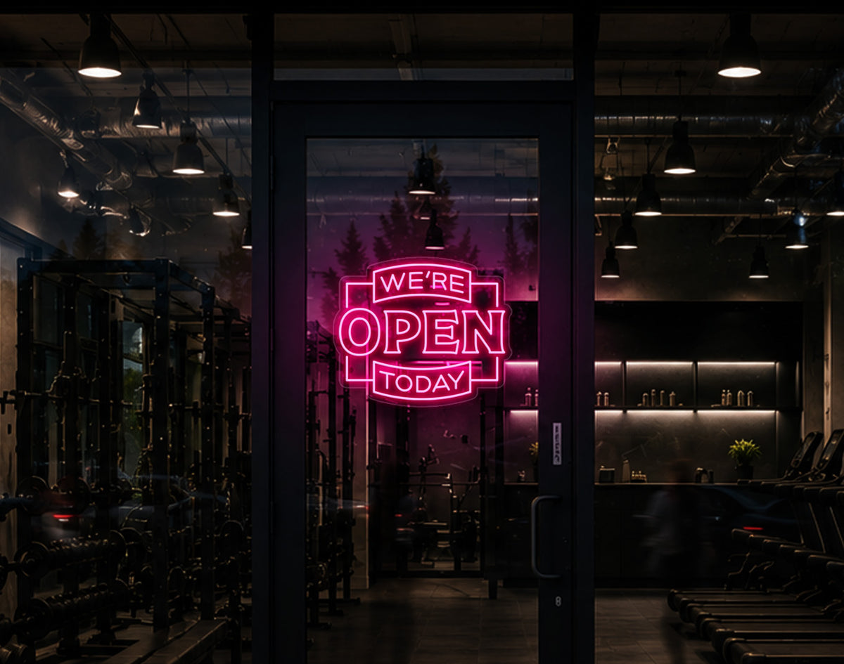 Classic Badge Open LED Neon Sign - Light Pink