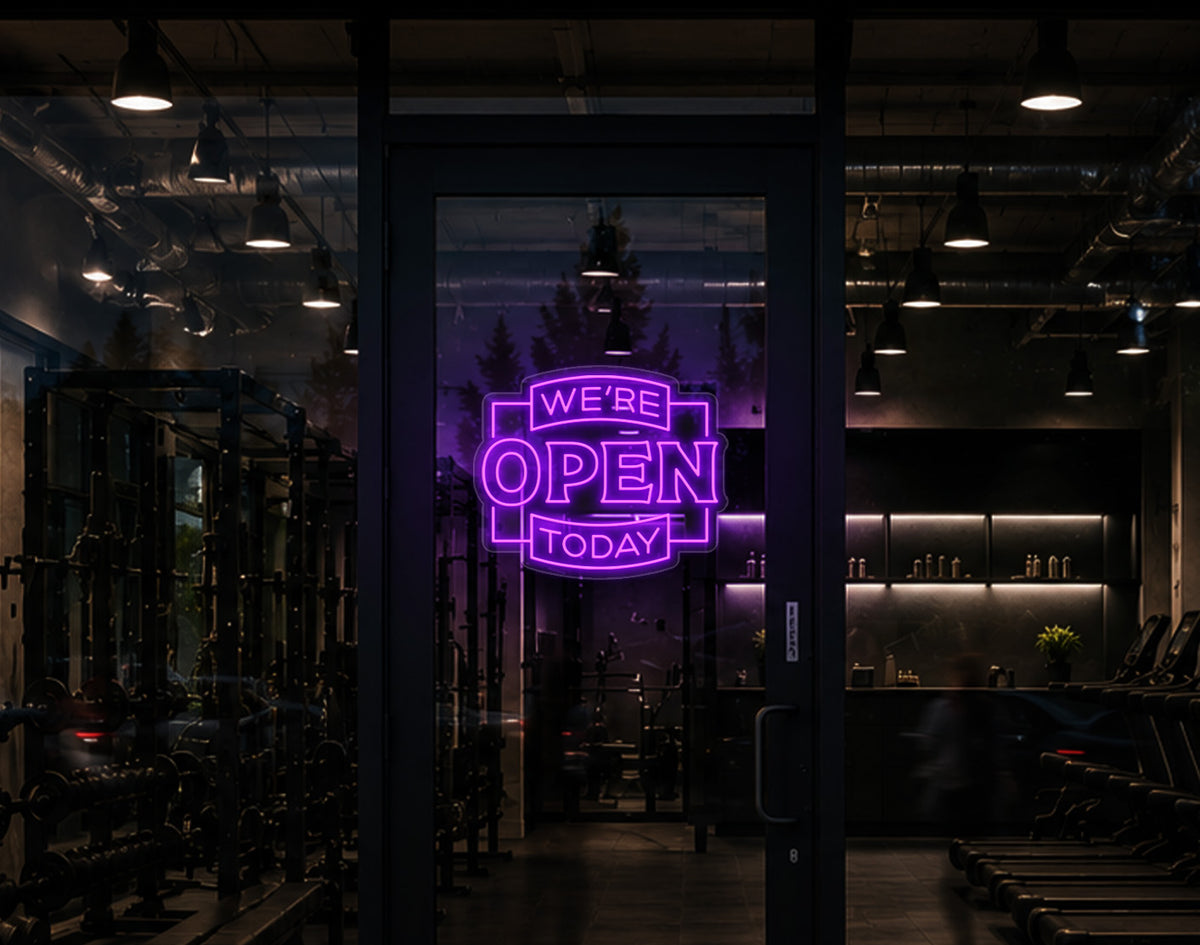 Classic Badge Open LED Neon Sign - Purple