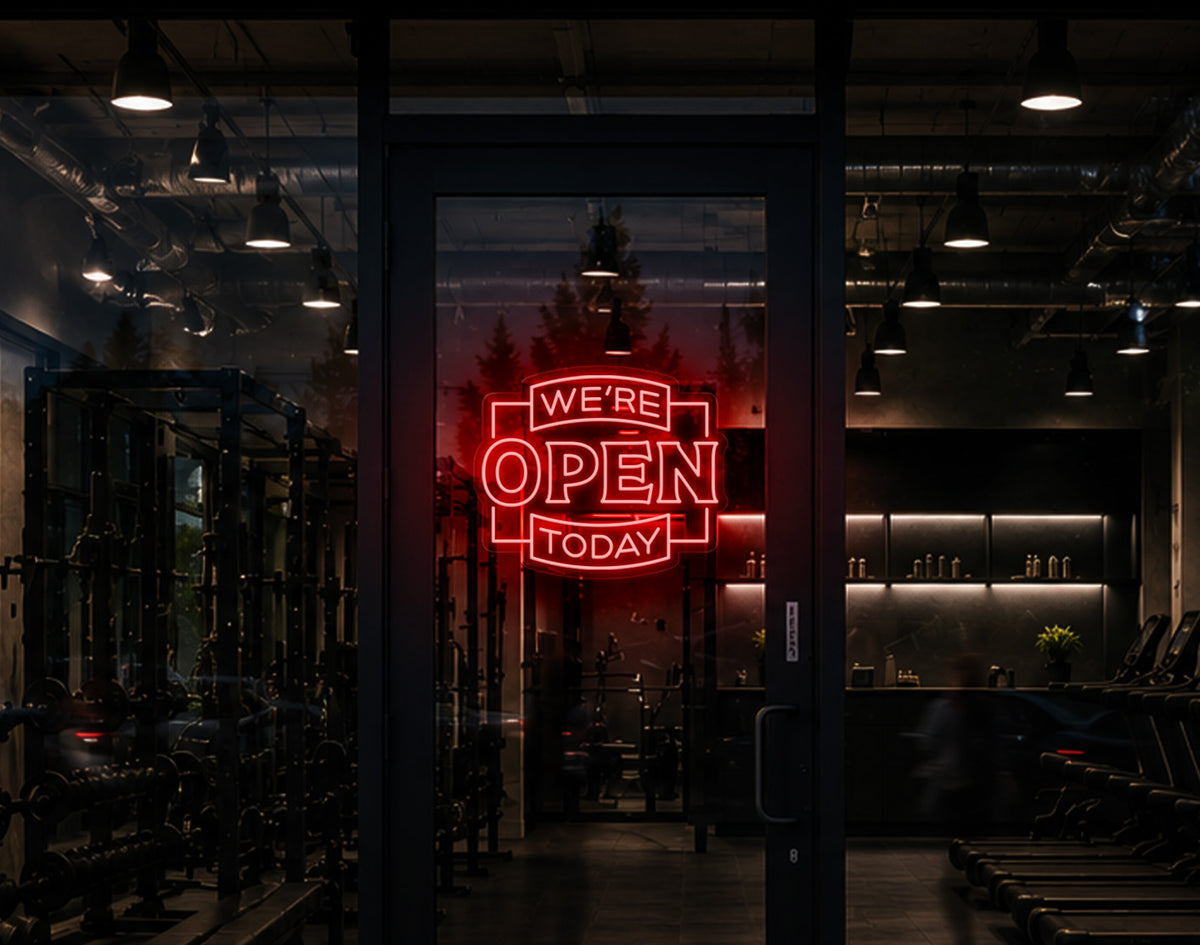 Classic Badge Open LED Neon Sign - Red