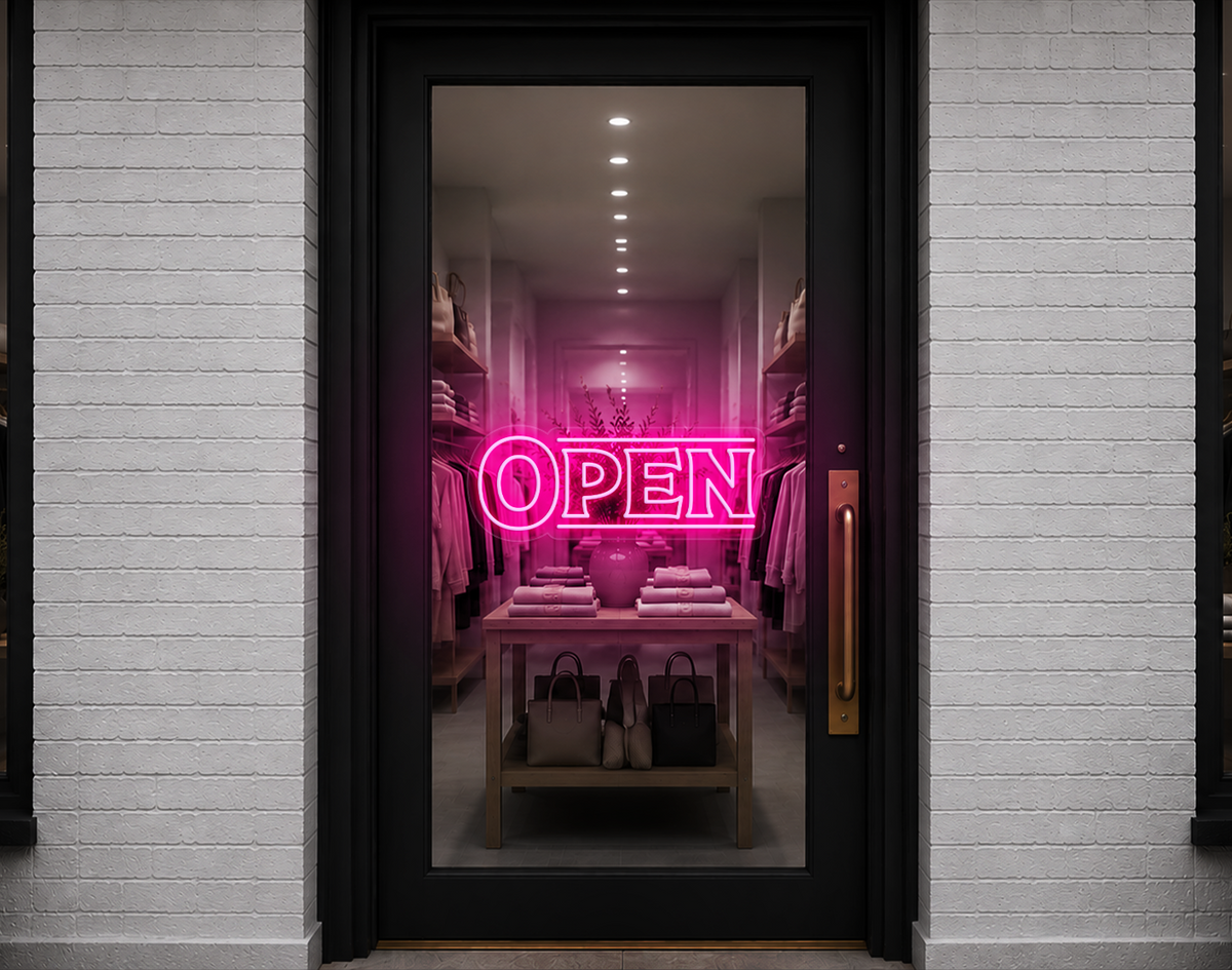 Classic Type Open LED Neon Sign - Light Pink