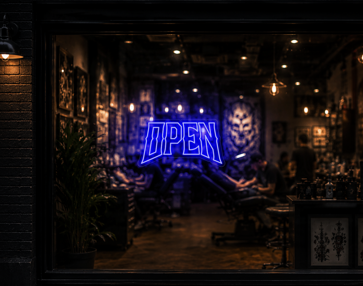 Edgy Type Open LED Neon Sign - Dark Blue