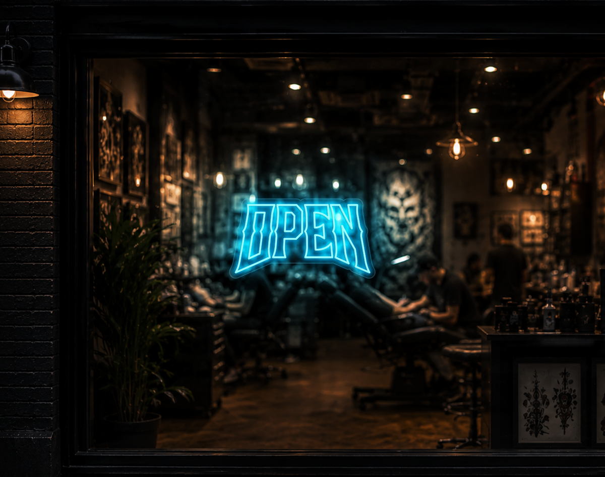 Edgy Type Open LED Neon Sign - Ice Blue