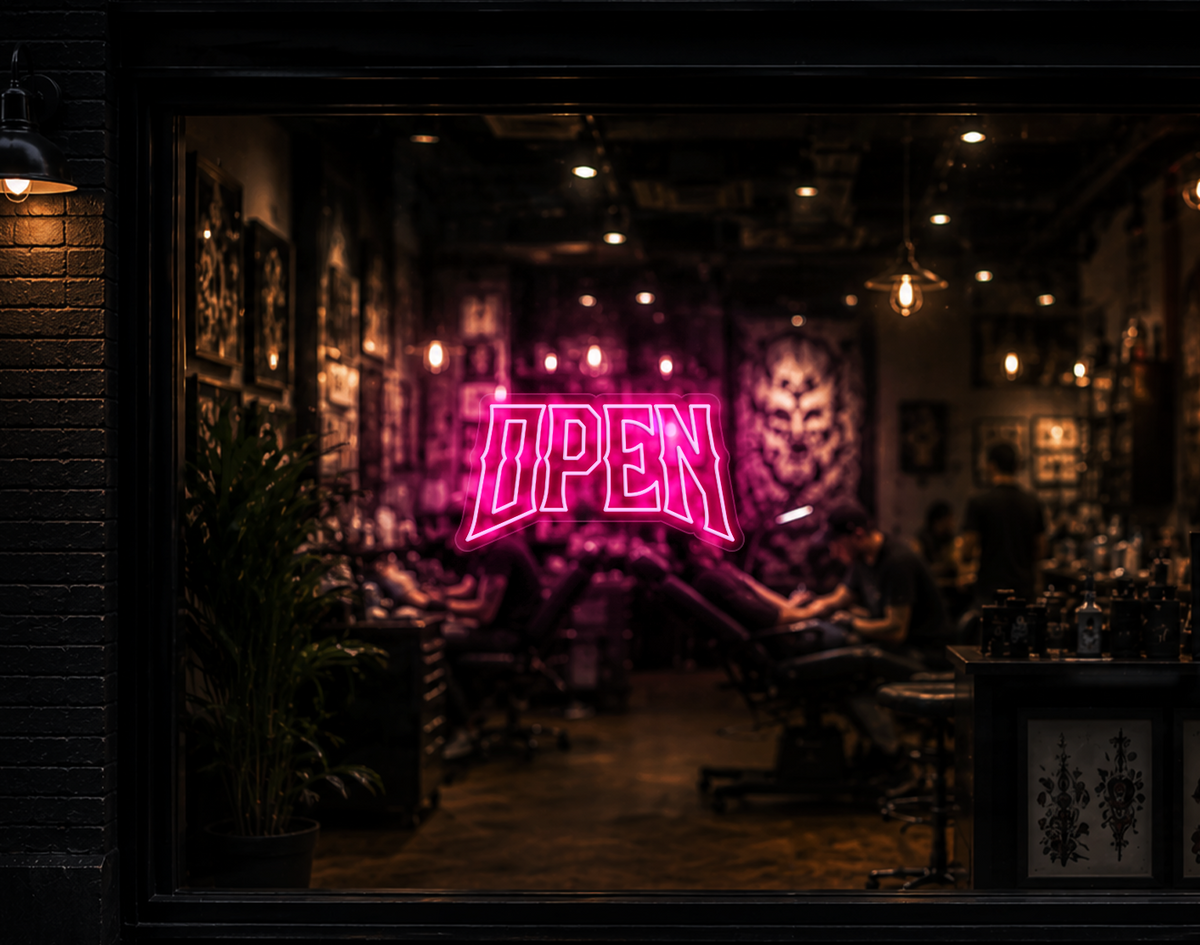 Edgy Type Open LED Neon Sign - Light Pink