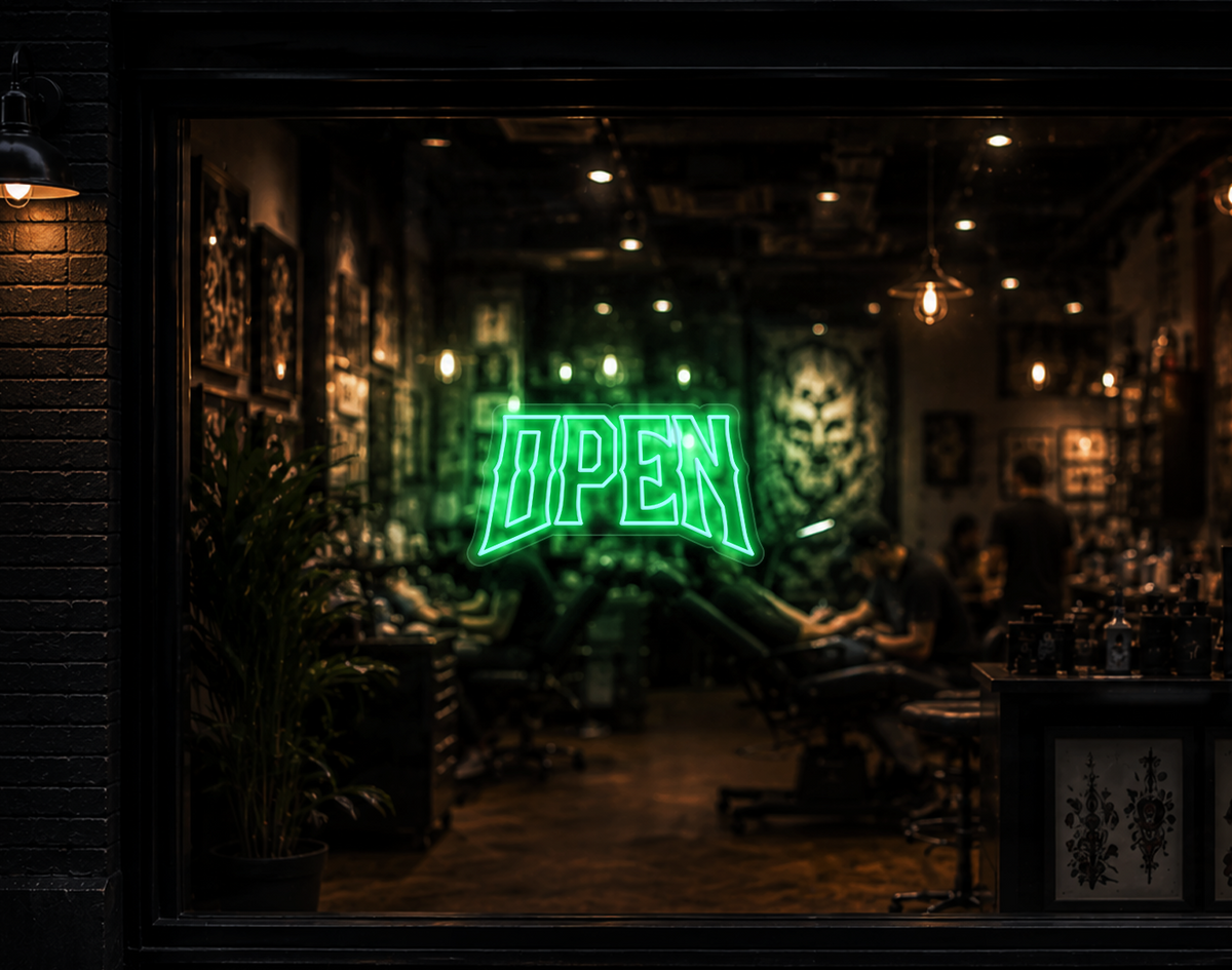 Edgy Type Open LED Neon Sign - Mint Green