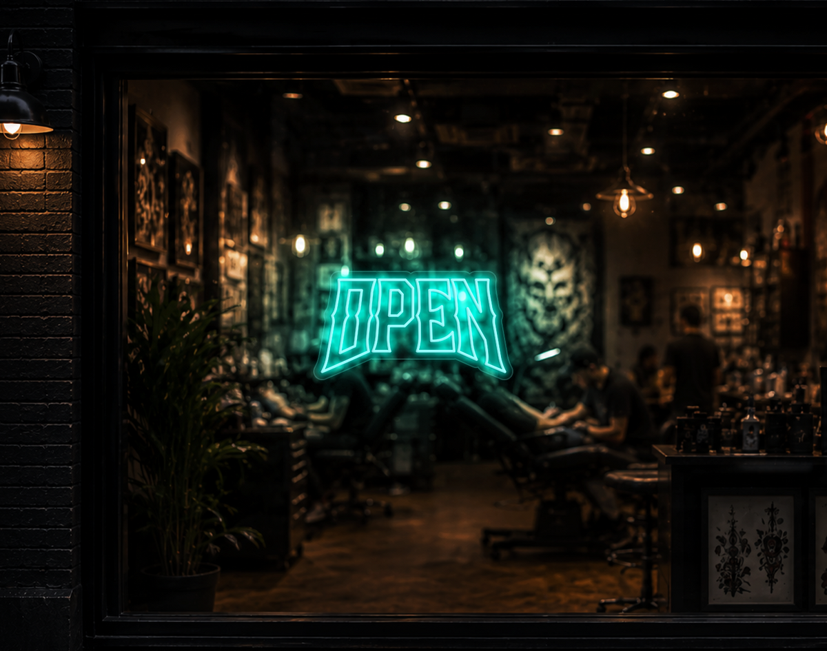 Edgy Type Open LED Neon Sign - Turquoise