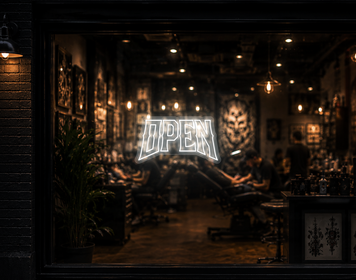 Edgy Type Open LED Neon Sign - White