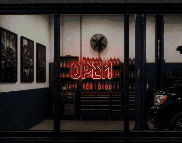 Industrial Type Open LED Neon Sign - Full Colour Spectrum