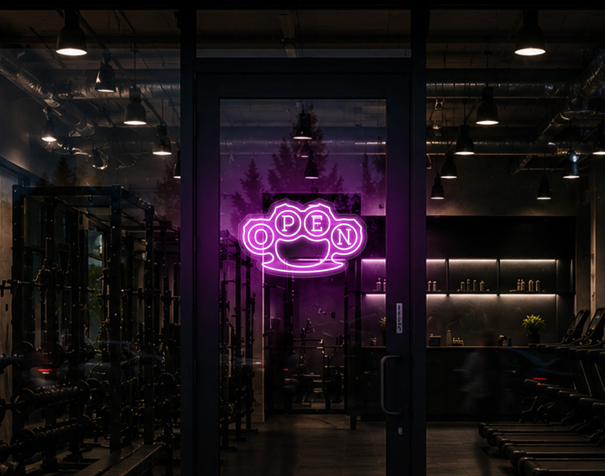 Knuckles Badge Open LED Neon Sign - Bubblegum Pink