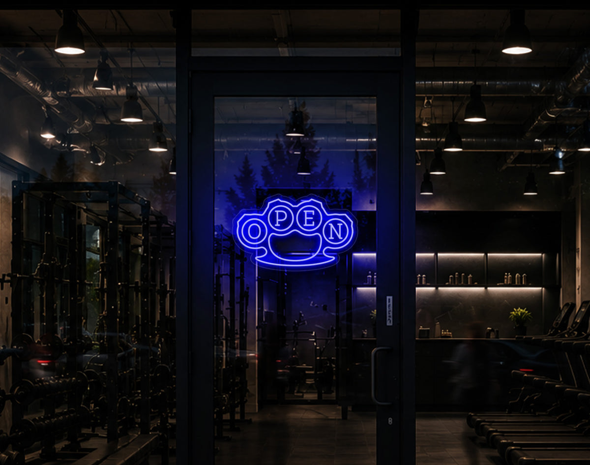 Knuckles Badge Open LED Neon Sign - Dark Blue