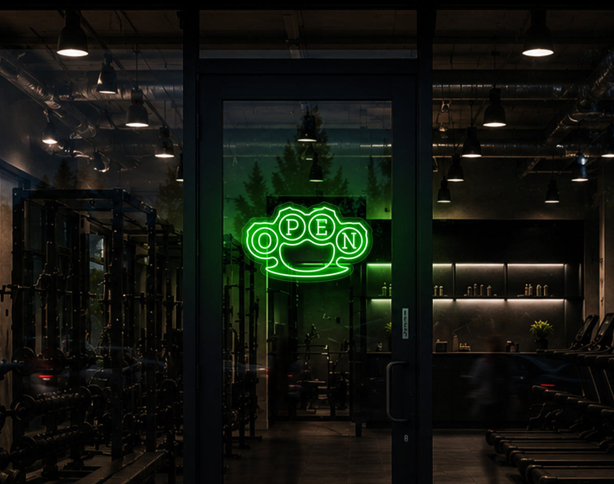 Knuckles Badge Open LED Neon Sign - Green