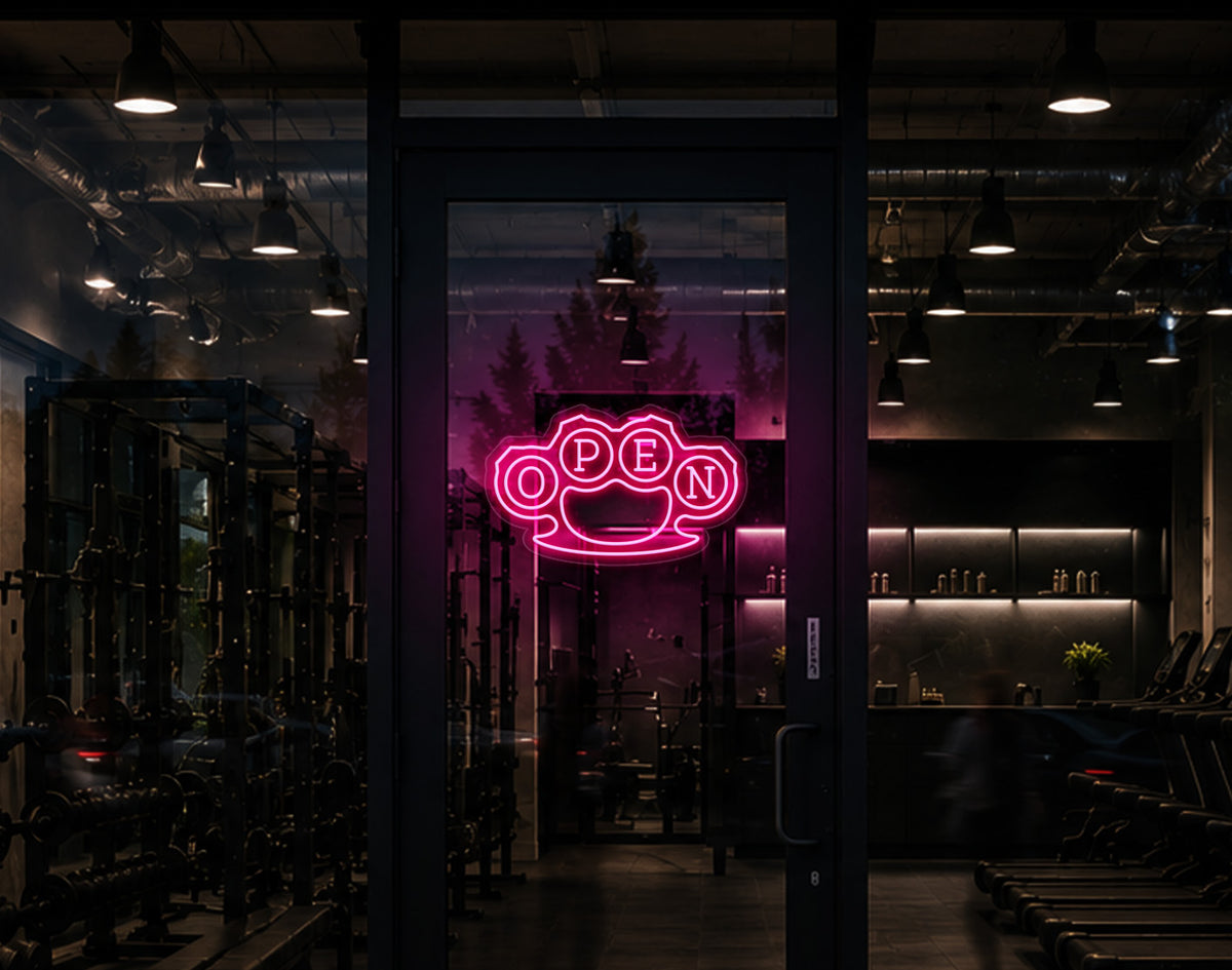Knuckles Badge Open LED Neon Sign - Light Pink