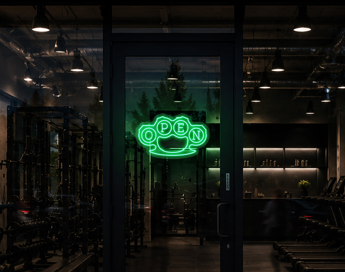 Knuckles Badge Open LED Neon Sign - Mint Green