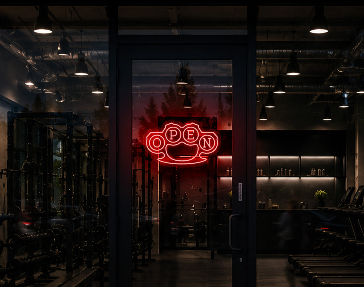 Knuckles Badge Open LED Neon Sign - Red