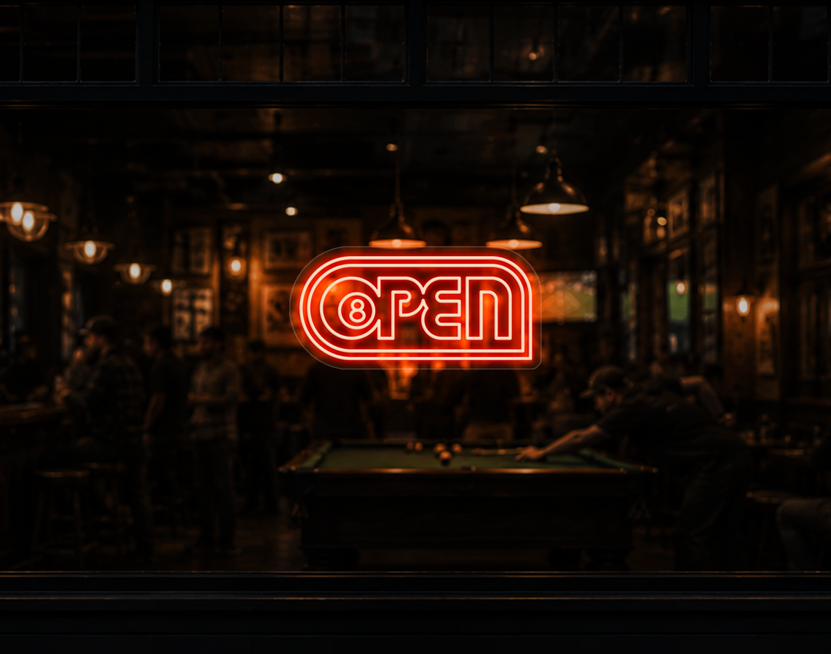 Retro Badge V2 Open LED Neon Sign - Orange