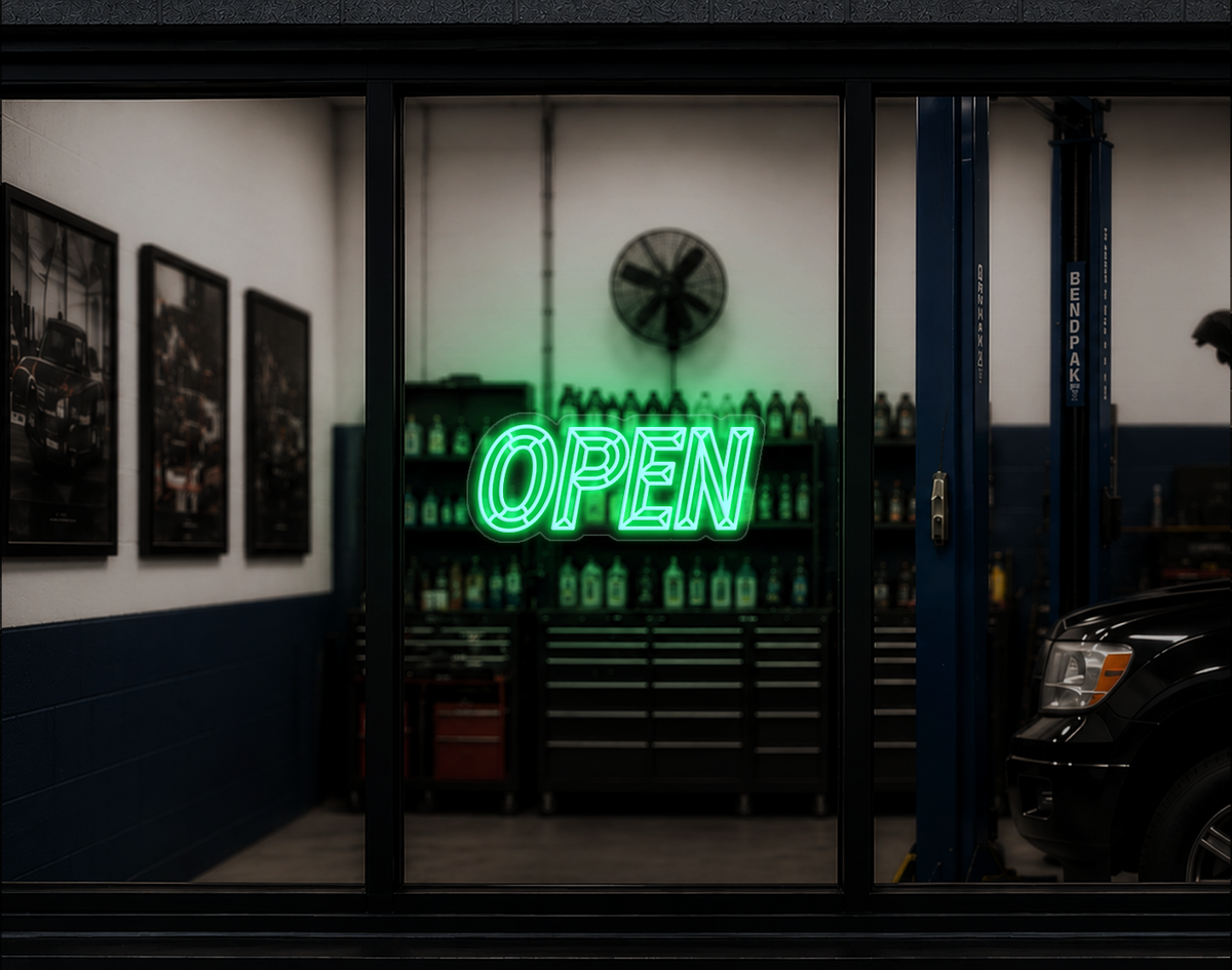 Slanted Bevelled Type Open LED Neon Sign - Mint Green