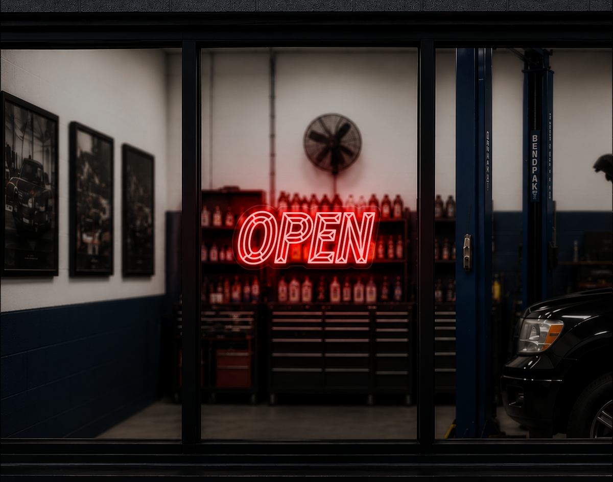 Slanted Bevelled Type Open LED Neon Sign - Red
